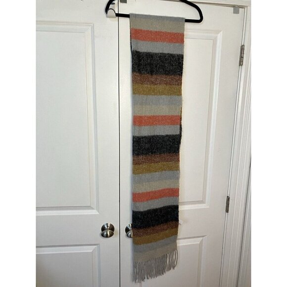 Veni Vidi Vici Scarf Stripe Wool Blend Long Fringed Winter Made in Italy - Picture 4 of 6